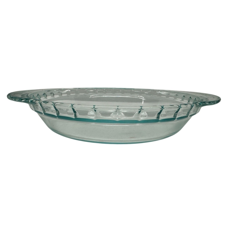 Pyrex‎ #2229 Deep Dish Pie Plate Large Handles Aqua Blue Glass 9.5" 24 cm